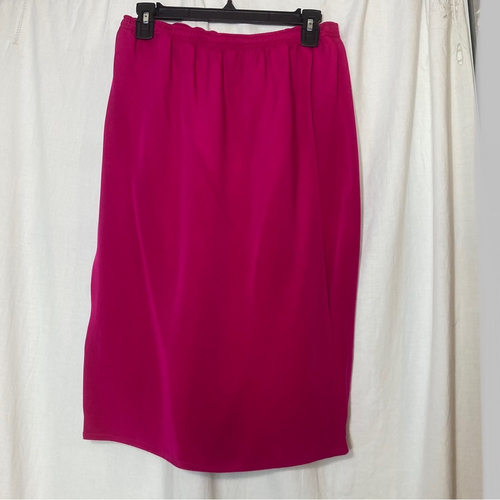 Silk pink fuscia wrap skirt Miichi Moon for Sanyo vintage size 8